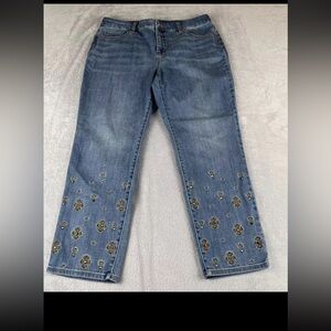 So Slimming by Chicos girlfirend slim leg ankle light wash blue denim jeans 8P